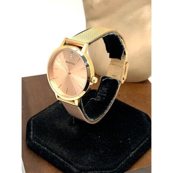 Bering Women's Watch 13434-366 Quartz Rose Gold Mesh Stainless Steel 34mm - Picture 14 of 14